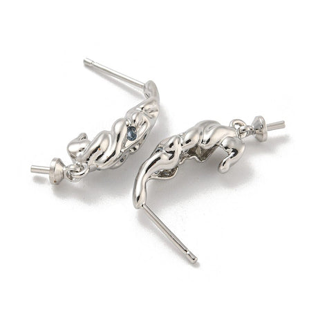 Organiske Ørestikkere Med Sten Til Anboret Perle, Langtidsholdbar Platin Belagt, (28x6mm) - Uniq Perler - 113680