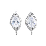 Organiske Ørestikkere Med Stor Flot Zirkonia Sten - Uniq Perler - 0001489220