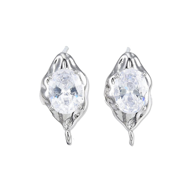 Organiske Ørestikkere Med Stor Flot Zirkonia Sten - Uniq Perler - 0001489220