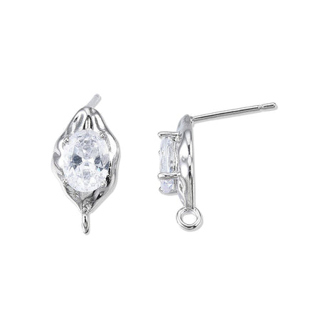 Organiske Ørestikkere Med Stor Flot Zirkonia Sten - Uniq Perler - 0001489220