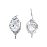 Organiske Ørestikkere Med Stor Flot Zirkonia Sten - Uniq Perler - 0001489220