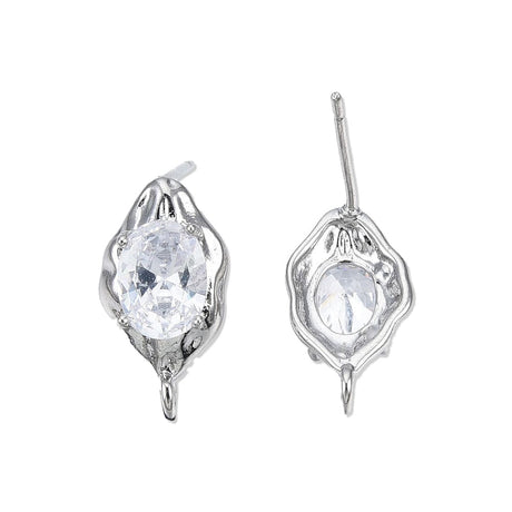 Organiske Ørestikkere Med Stor Flot Zirkonia Sten - Uniq Perler - 0001489220