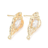 Organiske Ørestikkere Med Zirkonia Sten, 18K Forgyldt Messing, 20x10mm - Uniq Perler - 112895