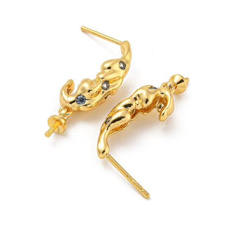 Organiske Ørestikkere Til Anboret Perle, Langtidsholdbar Forgyldt, (28x6mm) - Uniq Perler - 407841