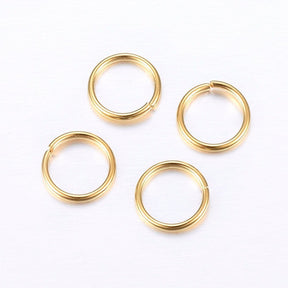 Ösken/O - Ring – Öppen, Rostfritt Stål, Förgylld,(4x0,8mm) 10 st. - Uniq Perler - 117447