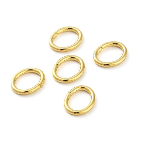 Øsken/O - Ringe – Ovale, Åben, 18K Forgyldt Stål (6x5x0,8mm), 20 Stk - Uniq Perler - 662854