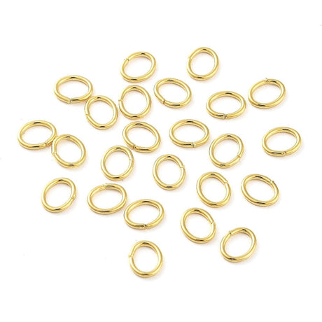 Øsken/O - Ringe – Ovale, Åben, 18K Forgyldt Stål (6x5x0,8mm), 20 Stk - Uniq Perler - 662854