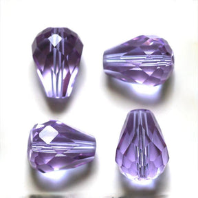 Österreichische Kristallperlen, Lila, Tropfenform, 8x10mm, (10 Stück) - Uniq Perler - 112009