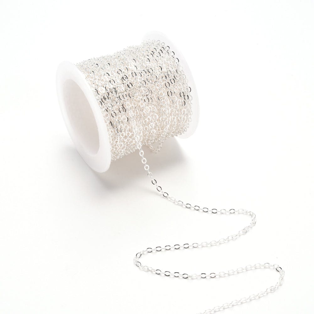 Oval Ankerkæde, Forsølvet Messing, 2,2x1,9x0,3mm - Uniq Perler - 284004