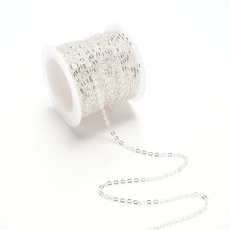 Oval Ankerkæde, Forsølvet Messing, 2,2x1,9x0,3mm - Uniq Perler - 284004