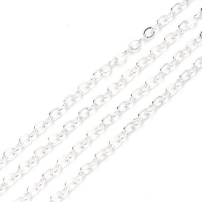 Oval Anchor Chain, Silver-plated Brass, 2.2x1.9x0.3mm - Uniq Perler - 284004