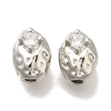 Oval, Hamret Perler, platin Messing, (8,5x6x7 mm), 2 Stk. - Uniq Perler - 114189