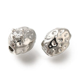 Oval, Hamret Perler, platin Messing, (8,5x6x7 mm), 2 Stk. - Uniq Perler - 114189