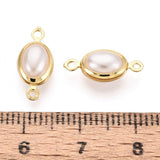 Ovales Zwischenstück mit Perle – Langlebiges 18K Vergoldet Messing (14,5x7x4,5mm)