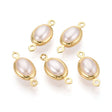 Ovales Zwischenstück mit Perle – Langlebiges 18K Vergoldet Messing (14,5x7x4,5mm)