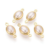 Ovales Zwischenstück mit Perle – Langlebiges 18K Vergoldet Messing (14,5x7x4,5mm)