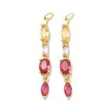 Oval Vedhæng – Rød/Pink Zirkonia 18K Forgyldt Langtidsholdbar (39mm) - Uniq Perler - 117667