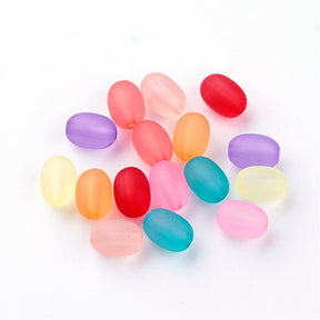 Oval Acrylic Beads - Mixed Colors, Frosted (7x10mm) 50g - Uniq Perler - 115751