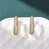 Ovale creol øreringe med zirkonia – 18K forgyldt - Uniq Perler - 