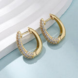 Ovale creol øreringe med zirkonia – 18K forgyldt - Uniq Perler - 