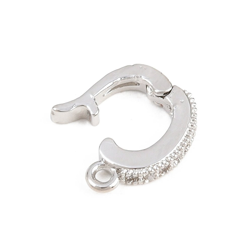 Ovale Foldelåse Med Zirkonia – Langtidsholdbar Platinbelagt Messing - Uniq Perler - 121490