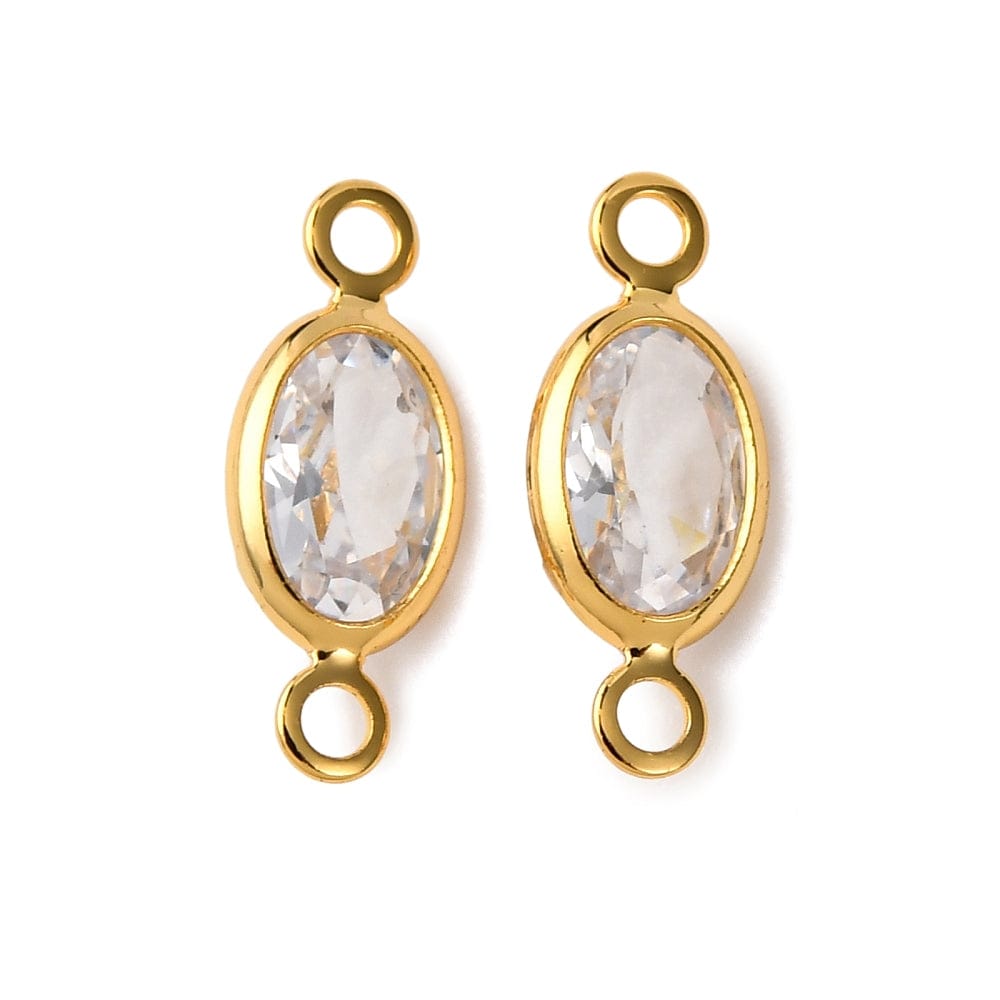 Ovale Mellemled Med Klare Zirkonia, 18K Langtidsholdbar Forgyldt (11,5mm, 2 stk) - Uniq Perler - 115675