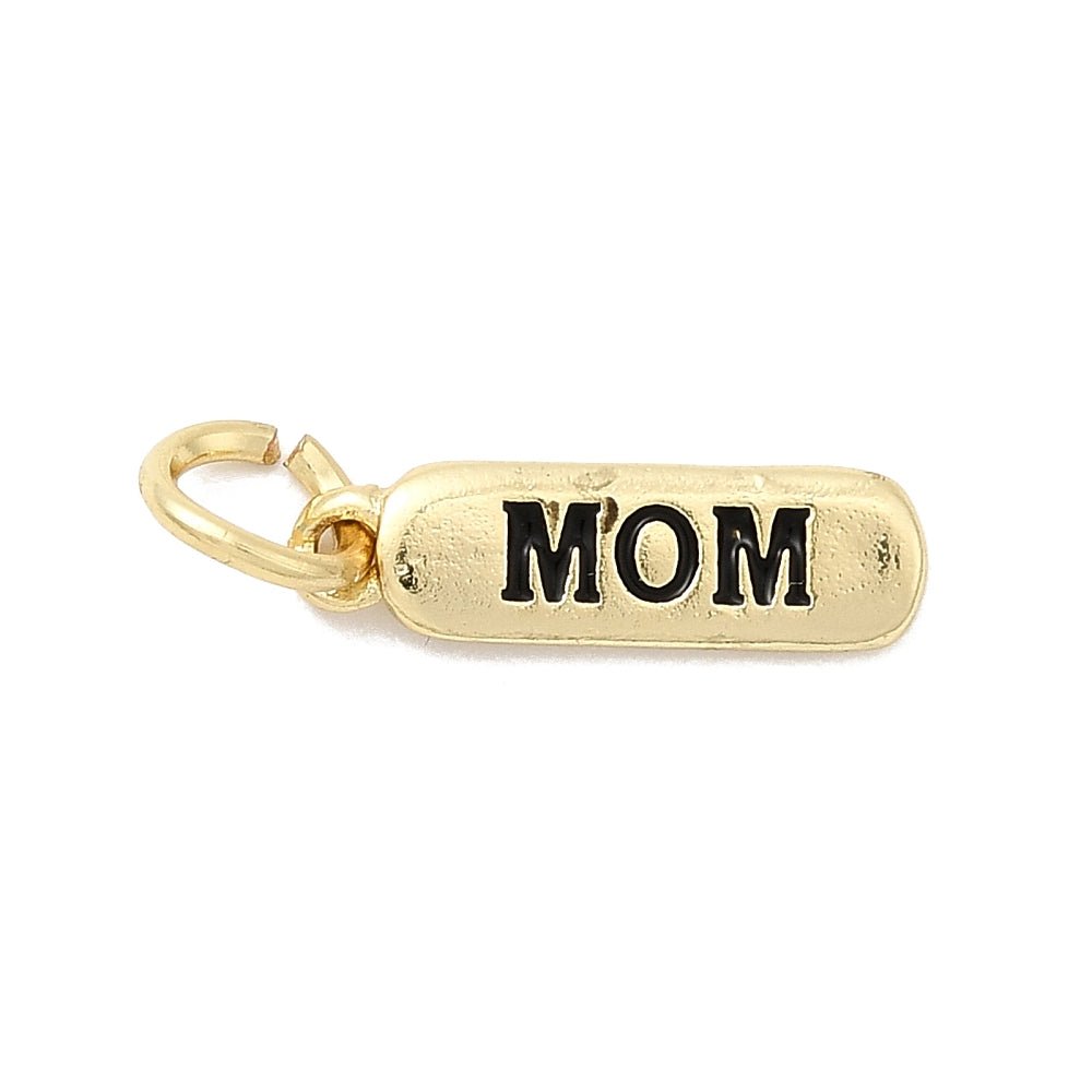 Ovale MOM Vedhæng – 18K Langtidsholdbar Forgyldt Messing (13,5x3,5x1,5mm) - Uniq Perler - 122529