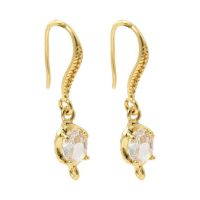 Ovale Ørekroge Med Kubiske Zirkonia – Langtidsholdbar 18K Forgyldt Messing (31x7mm) - Uniq Perler - 119080