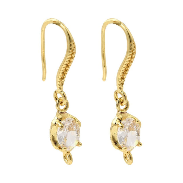 Ovale Ørekroge Med Kubiske Zirkonia – Langtidsholdbar 18K Forgyldt Messing (31x7mm) - Uniq Perler - 119080
