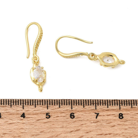Ovale Ørekroge Med Kubiske Zirkonia – Langtidsholdbar 18K Forgyldt Messing (31x7mm) - Uniq Perler - 119080