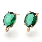 Ovale Ohrstecker mit grünem Glas – Vergoldet 18K Messing (12 - 14mm) - Uniq Perler - 117321