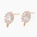 Ovale Ørestikkere med Kubisk Zirconia – Forgyldt 18K Messing (10x6mm) - Uniq Perler - 117068