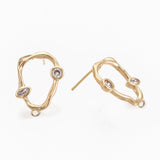 Ovale Ørestikkere Med Zirkonia Sten, 18K Forgyldt, (20x14mm) - Uniq Perler - 537425