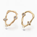 Ovale Ørestikkere Med Zirkonia Sten, 18K Forgyldt, (20x14mm) - Uniq Perler - 537425