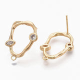 Ovale Ørestikkere Med Zirkonia Sten, 18K Forgyldt, (20x14mm) - Uniq Perler - 537425