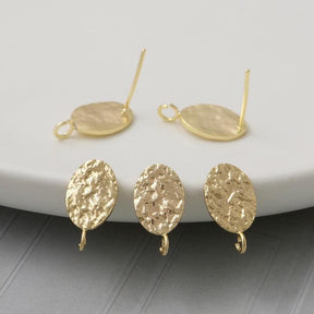 Oval Ear studs – Water-resistant Gold-plated Brass - Uniq Perler - 112969