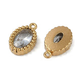 Ovalt Vandfast Vedhæng Med klar Glas, 18K Forgyldt Stål, 10x6,5mm, 2 stk. - Uniq Perler - 868687