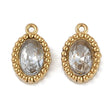 Ovalt Vandfast Vedhæng Med klar Glas, 18K Forgyldt Stål, 10x6,5mm, 2 stk. - Uniq Perler - 868687