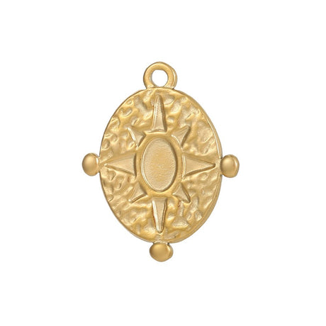 Oval Anhänger in Vergoldet wasserdichter Stahl – (22x17mm) - Uniq Perler - 