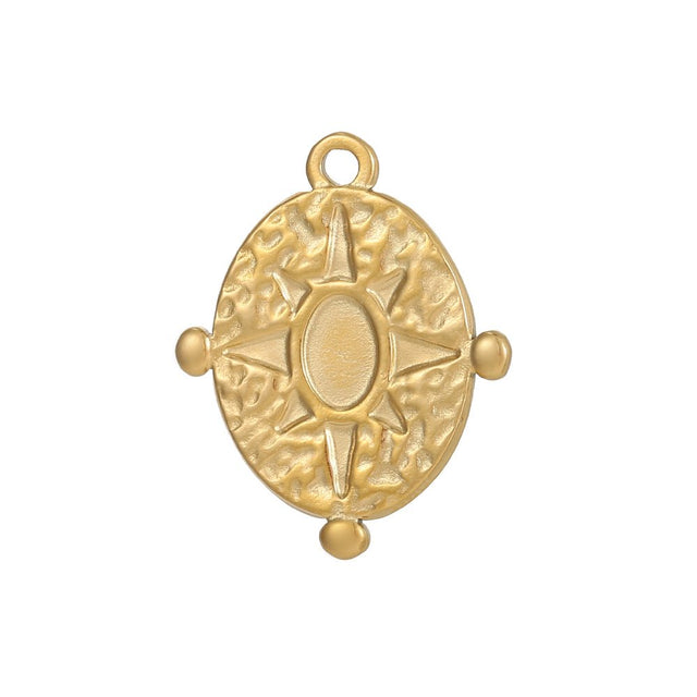 Oval Anhänger in Vergoldet wasserdichter Stahl – (22x17mm) - Uniq Perler - 