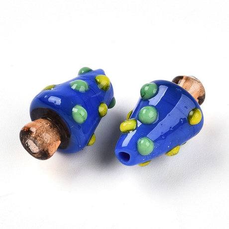 Paddehatte Håndlavede Lampwork Glasperler - Blå (17x11mm), 4 stk. - Uniq Perler - 886531