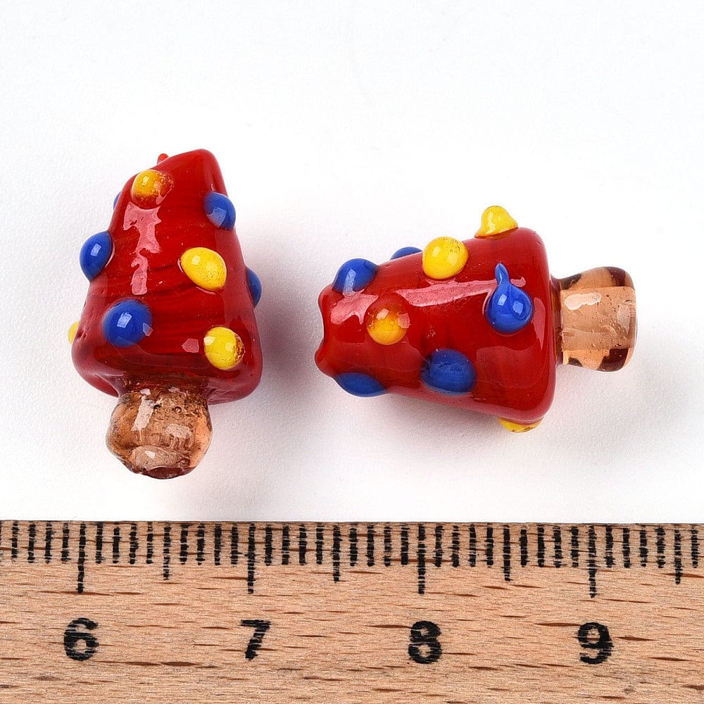 Paddehatte Håndlavede Lampwork Glasperler - Røde (17x11mm), 4 stk. - Uniq Perler - 087742