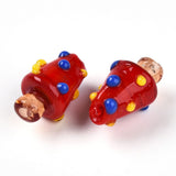 Paddehatte Håndlavede Lampwork Glasperler - Røde (17x11mm), 4 stk. - Uniq Perler - 087742