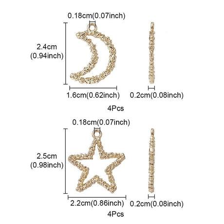 Pakke Med 2 Modeller Vedhæng, Måne Og Stjerne, 8 Dele - Uniq Perler - 264063645678001234567852