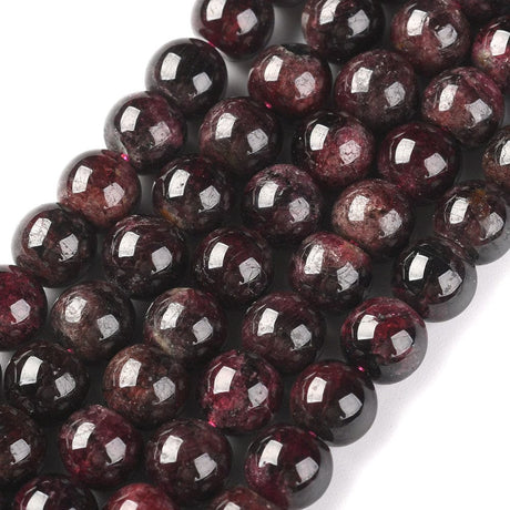 panda Ass. perler og sten Granat perler, 8 mm- Mørk rød