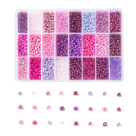 panda DIY SÆT DIY Kasse med 24 farver seed beads, 3,5-4 mm
