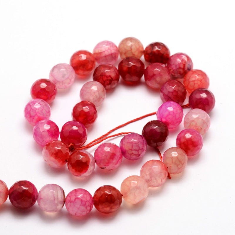 Pandahall Agat Agat perler, pink facetteret, 10 mm