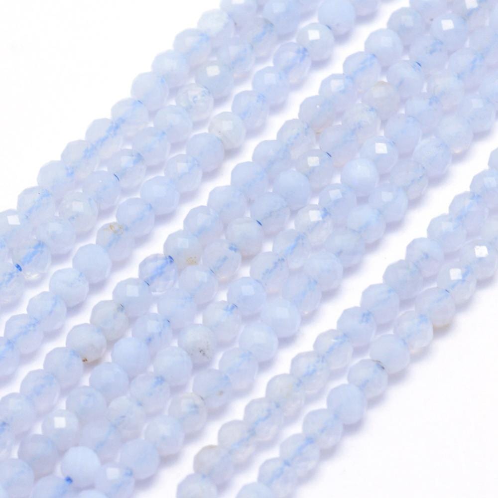 Pandahall Agat Blue Lace Agat perler, facetteret, 2mm