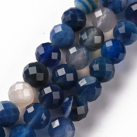 Pandahall Agat Stribe Agat perler, facetteret str 8 mm