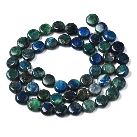 Pandahall Ass. perler og sten Chrysocolla og Lapis Lazuli, møntformet